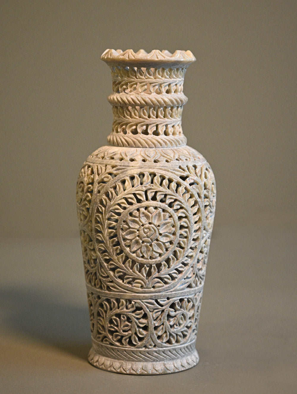 Soapstone Filigree Curio Vase - Blooming Vines