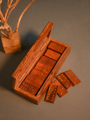 Handcrafted Wooden Game With Box- Dominoes Sleek