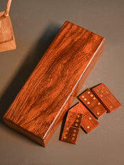 Handcrafted Wooden Game With Box- Dominoes Sleek