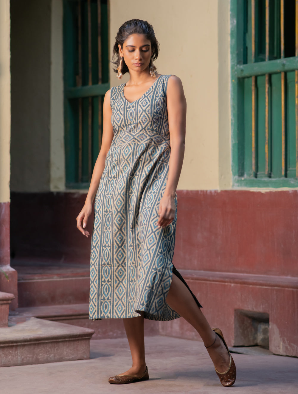 Ajrakh Handblock Printed Summer Dress