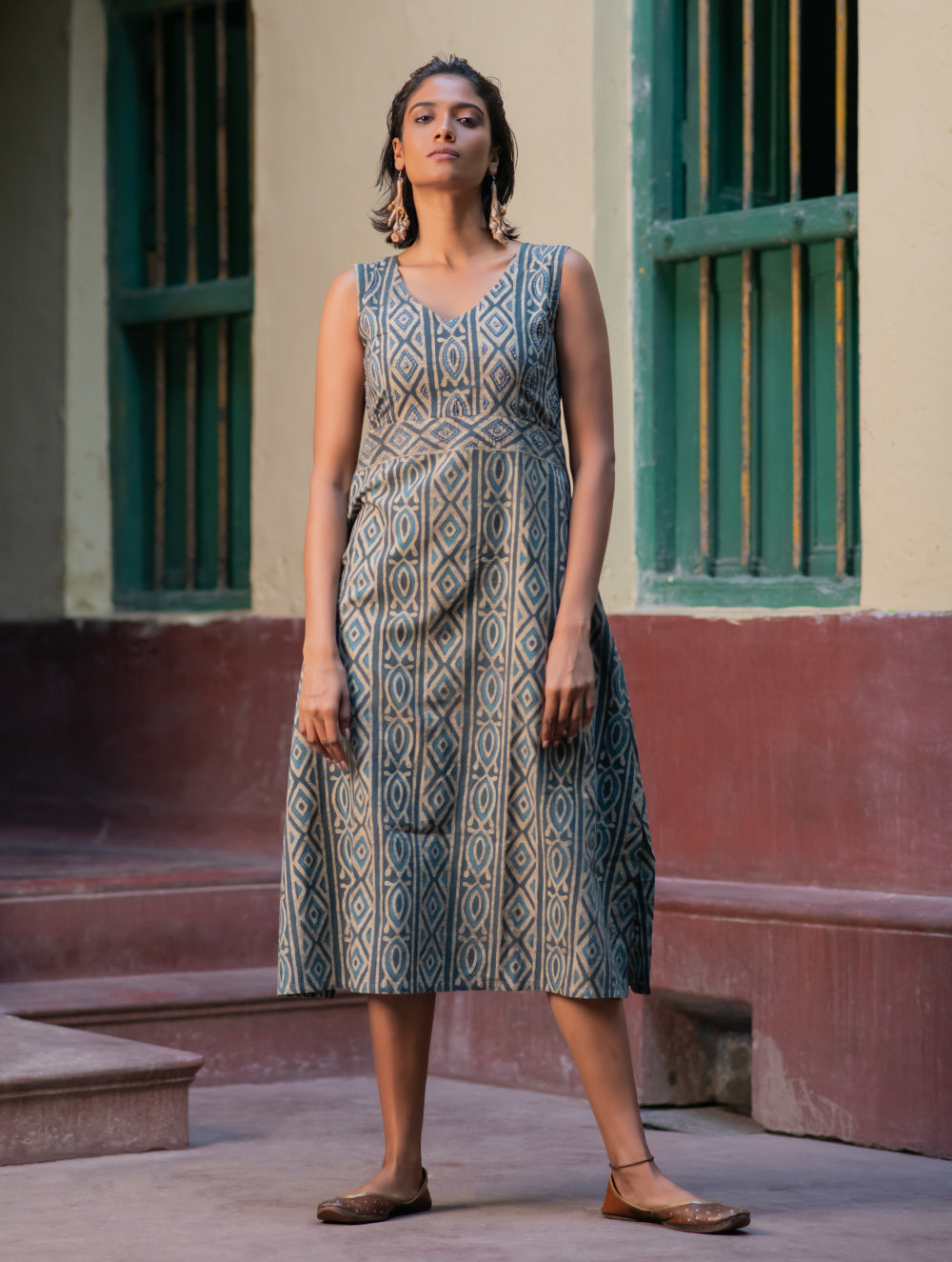 Ajrakh Handblock Printed Summer Dress