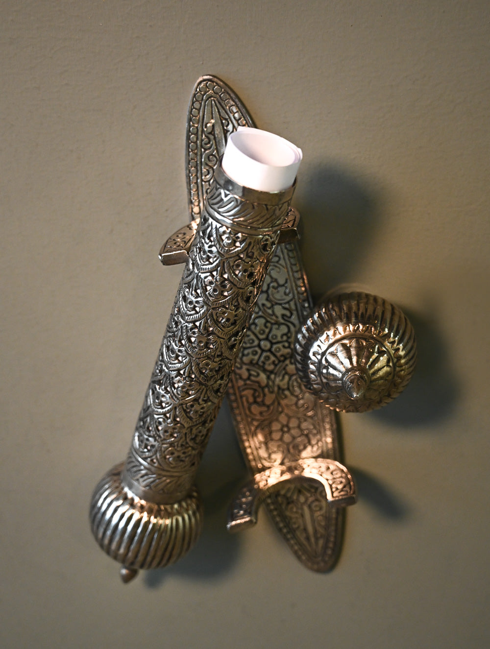 Majestic Hand Engraved Metal Rajasthani Scroll Holder & Stand