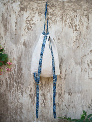 Handwoven Cotton Backpack & Sling Bag - Indigo florals