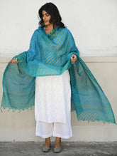Exclusive Lehariya Chanderi Dupatta - Turquoise Wave.