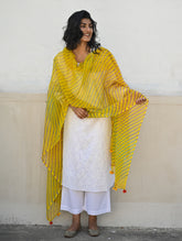 Soft Lehariya Kota Doria Cotton Dupatta - Sunshine Yellow.