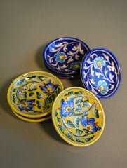 Jaipur Blue Pottery Small Dessert & Snack Plates - Indigo Lemons (Set of 6)