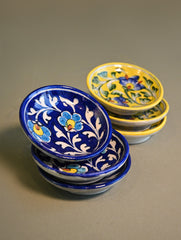 Jaipur Blue Pottery Small Dessert & Snack Plates - Indigo Lemons (Set of 6)