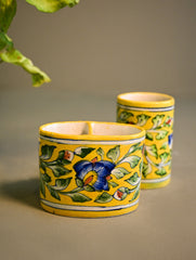 Jaipur Blue Pottery Wash Room Organiser - Lemon Garden (Set of 2)