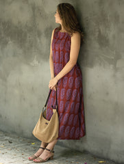 Bagh Print Cool Cotton Dress - Mauve Paisley