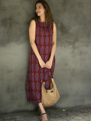 Bagh Print Cool Cotton Dress - Mauve Paisley