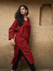 Bagh Print Cool Cotton Phiran Kurta - Red Paisley