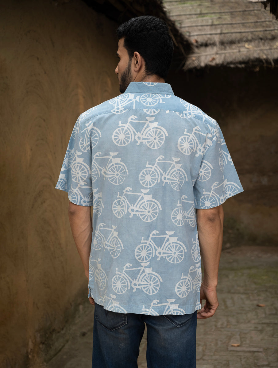 Black - Bagru Block Printed Cotton Men Full Sleeve Shirt main image 0