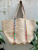 Boho Chic Jute Tote with Braided Accents
