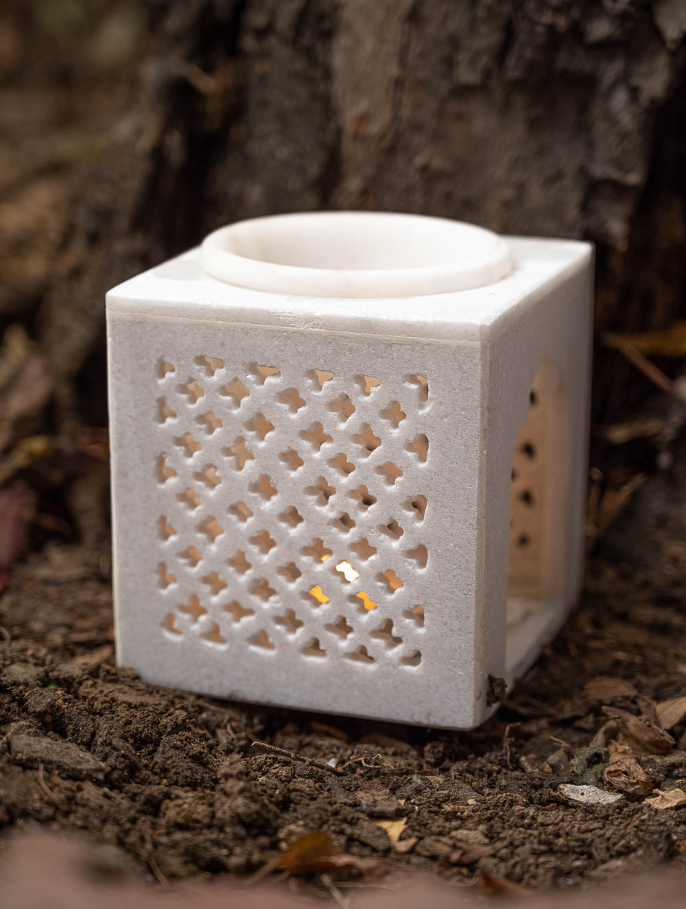 Carved Marble Jharoka Aroma Oil Diffuser (4" x 4'')