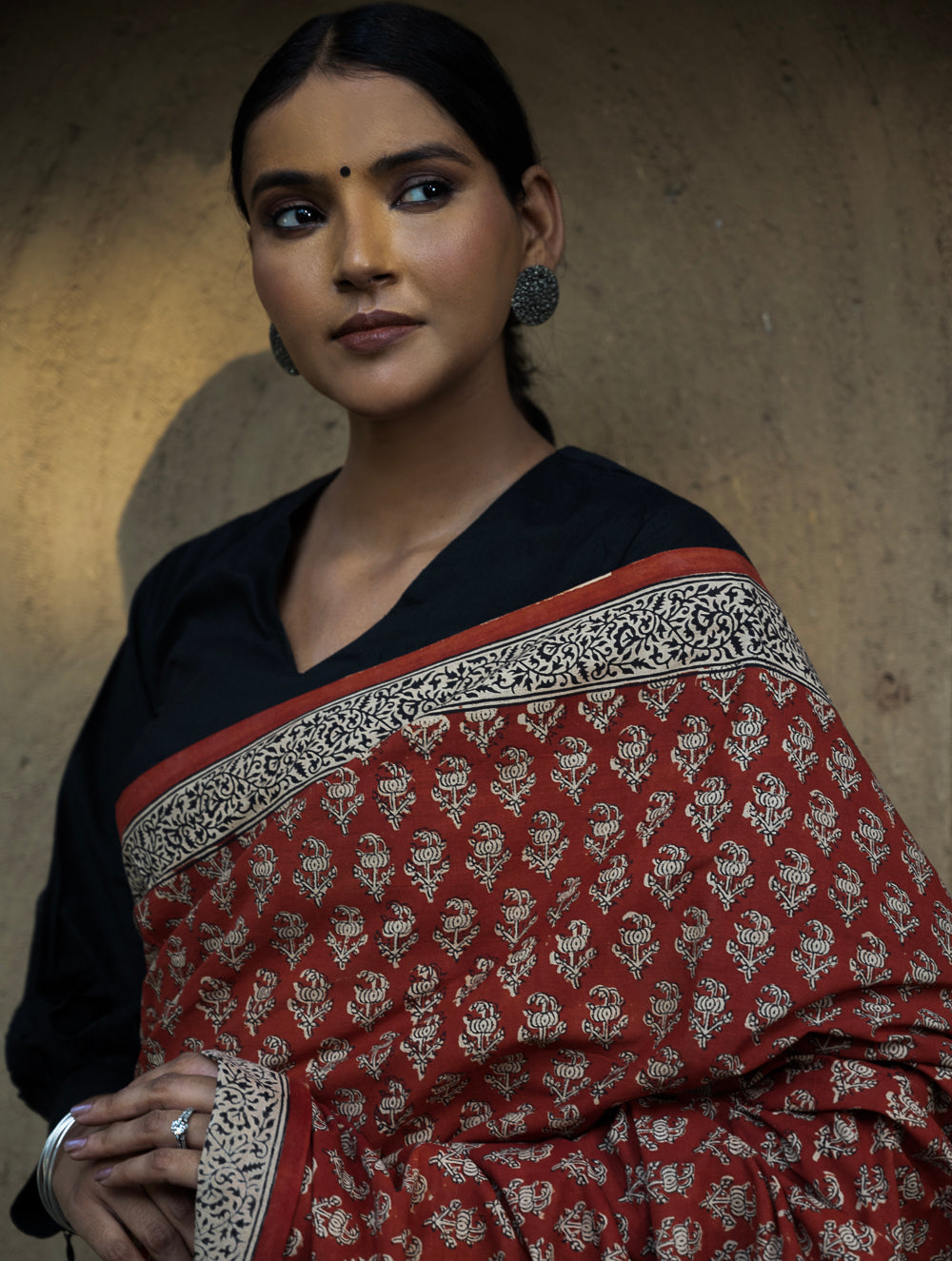 Classic Appeal. Bagru Hand Block Printed Mul Cotton Saree - Vibrant Flora