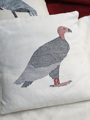 Exclusive Handwoven Kashida Cushion Covers - Sarus Crane & Vulture (Set of 2), 16"x16"
