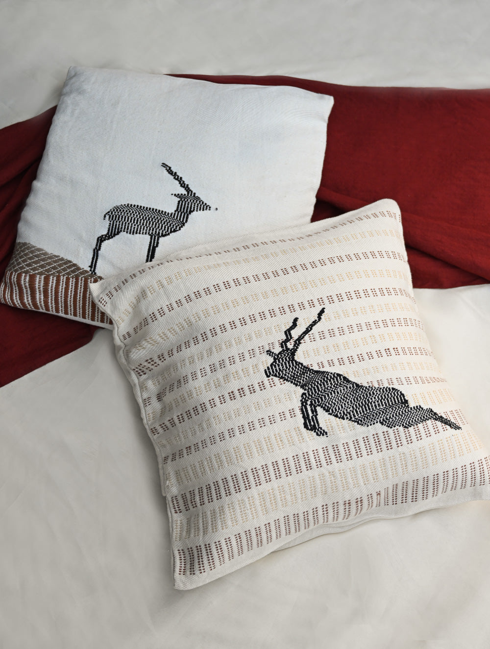 Exclusive, Large Handwoven Kashida Cushion Covers - Van Vistaar (Set of 2)
