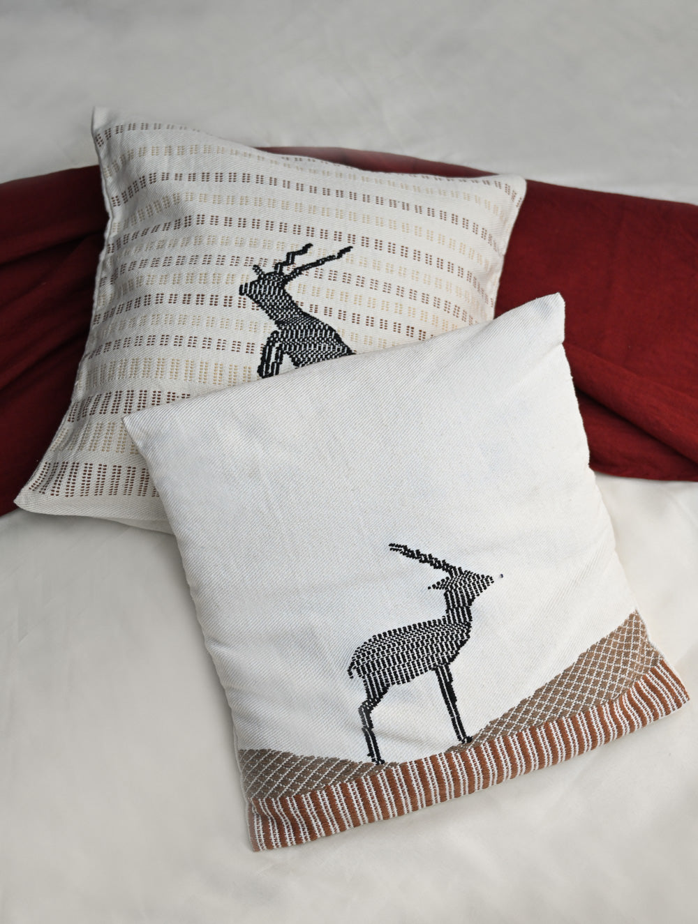 Exclusive, Large Handwoven Kashida Cushion Covers - Van Vistaar (Set of 2)