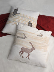 Exclusive, Large Handwoven Kashida Cushion Covers - Vanakash (Set of 2), 20"x 20"