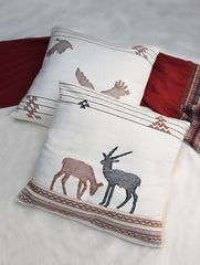 Exclusive, Large Handwoven Kashida Cushion Covers - Aranya (Set of 2), 20"x 20"