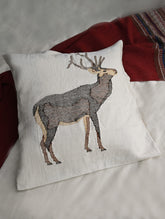 Exclusive, Extra Large Handwoven Kashida Cushion Cover - Barasingha, 24" x 24"