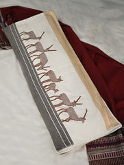 Exclusive, Extra Large Handwoven Kashida Cushion Cover - Mrig Path, 32"x 14"