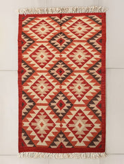 Handwoven Kilim Rug - Red Diamonds