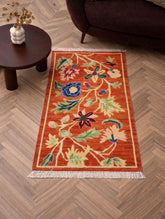 Handwoven Kilim Rug - Crimson Floral Vine (Length 5ft x Width 3ft)