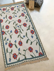 Handwoven Kilim Rug - Red Floral
