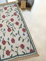 Handwoven Kilim Rug - Red Floral