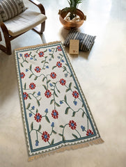 Handwoven Kilim Rug - Red Floral