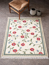 Handwoven Kilim Rug - Red Floral