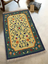 Handwoven Kilim Rug - Soft Yellow Field