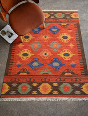 Handwoven Kilim Rug - Terracotta Field