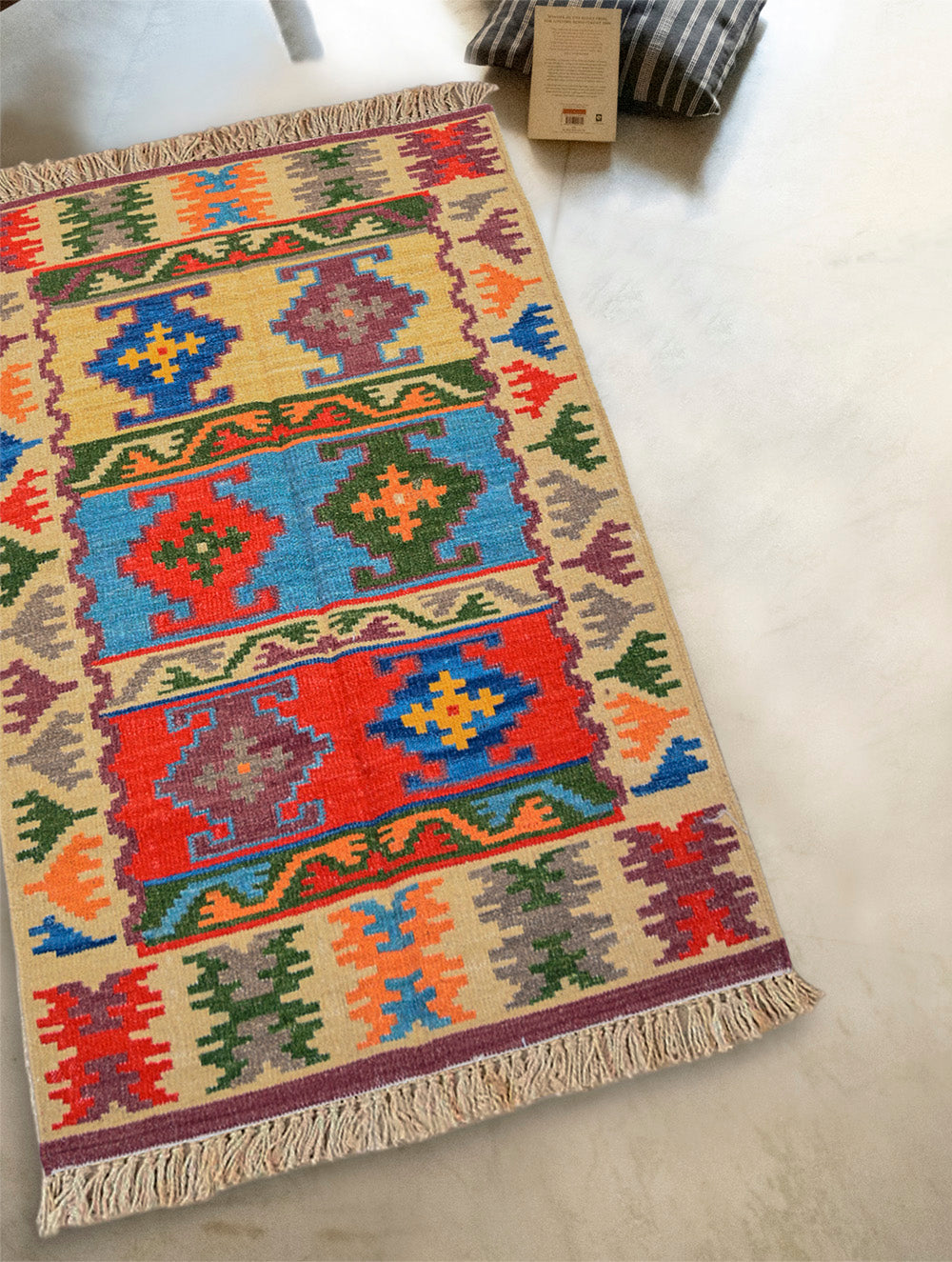 Handwoven Kilim Rug - Tribal Panels (Length 5ft x Width 3ft)