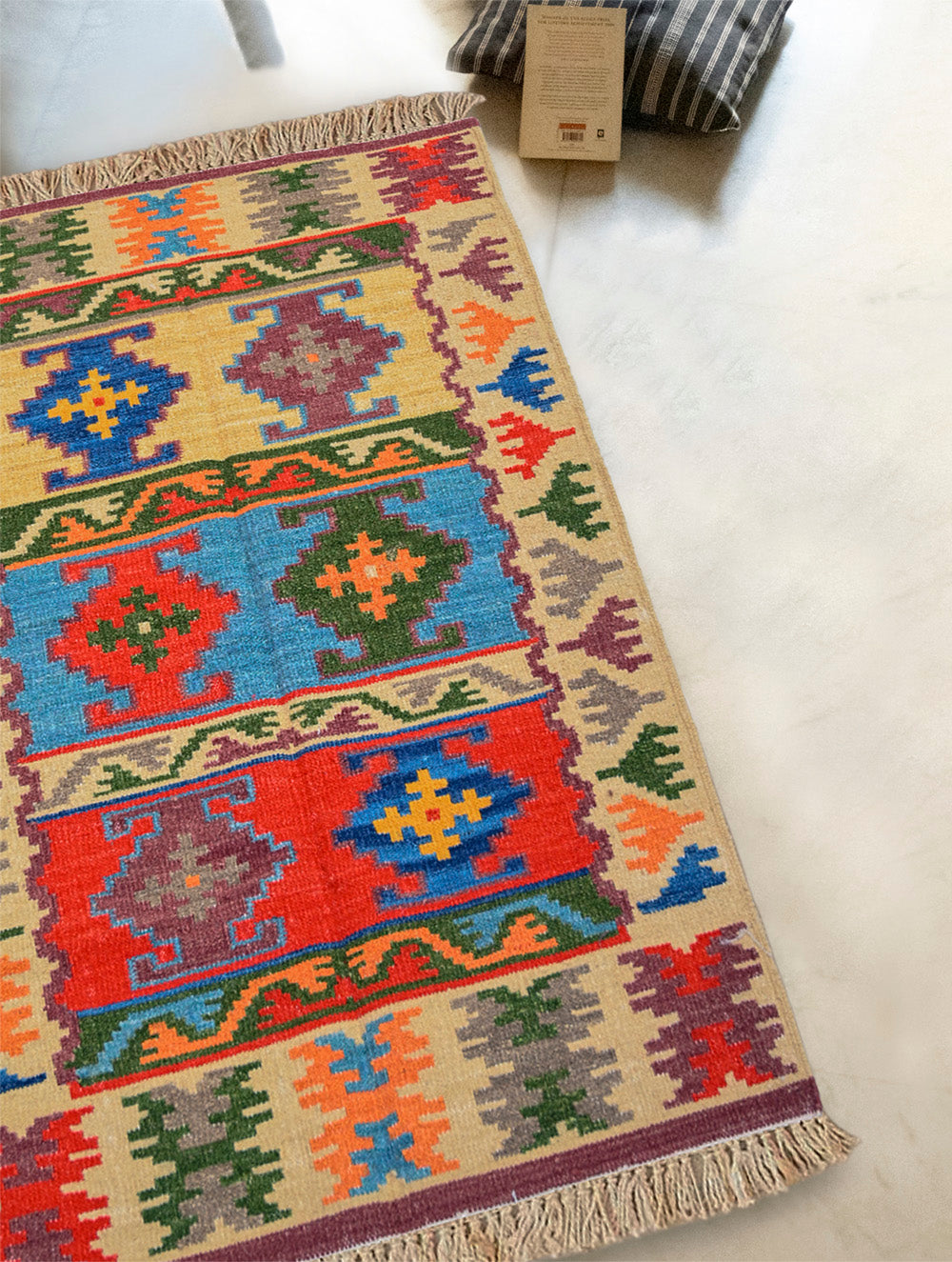 Handwoven Kilim Rug - Tribal Panels (Length 5ft x Width 3ft)