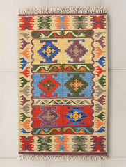 Handwoven Kilim Rug - Tribal Panels (Length 5ft x Width 3ft)