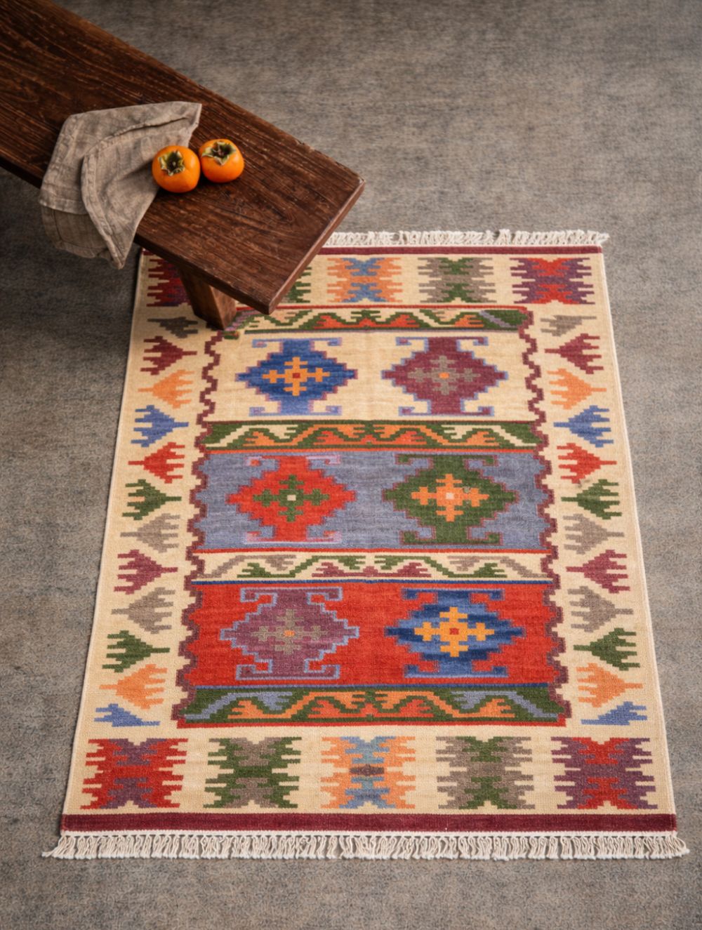 Handwoven Kilim Rug - Tribal Panels (Length 5ft x Width 3ft)