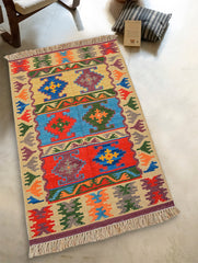 Handwoven Kilim Rug - Tribal Panels (Length 5ft x Width 3ft)
