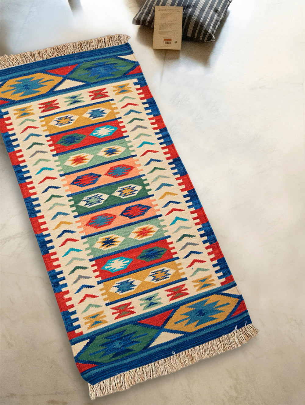 Handwoven Kilim Rug - Nomadic Stripes (Length 6ft x Width 2ft)