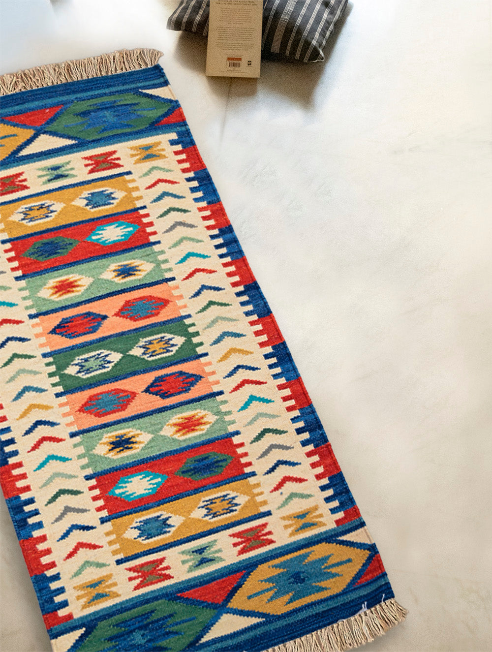 Handwoven Kilim Rug - Nomadic Stripes (Length 6ft x Width 2ft)