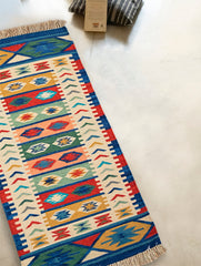 Handwoven Kilim Rug - Nomadic Stripes (Length 6ft x Width 2ft)