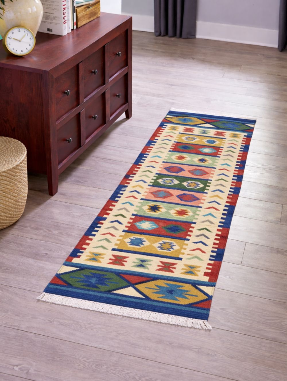 Handwoven Kilim Rug - Nomadic Stripes (Length 6ft x Width 2ft)