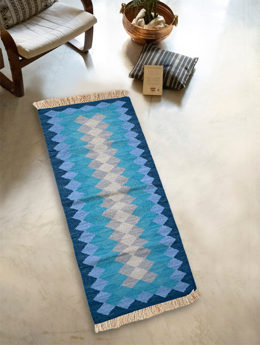 Handwoven Kilim Rug - Blue Gradience