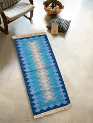 Handwoven Kilim Rug - Blue Gradience