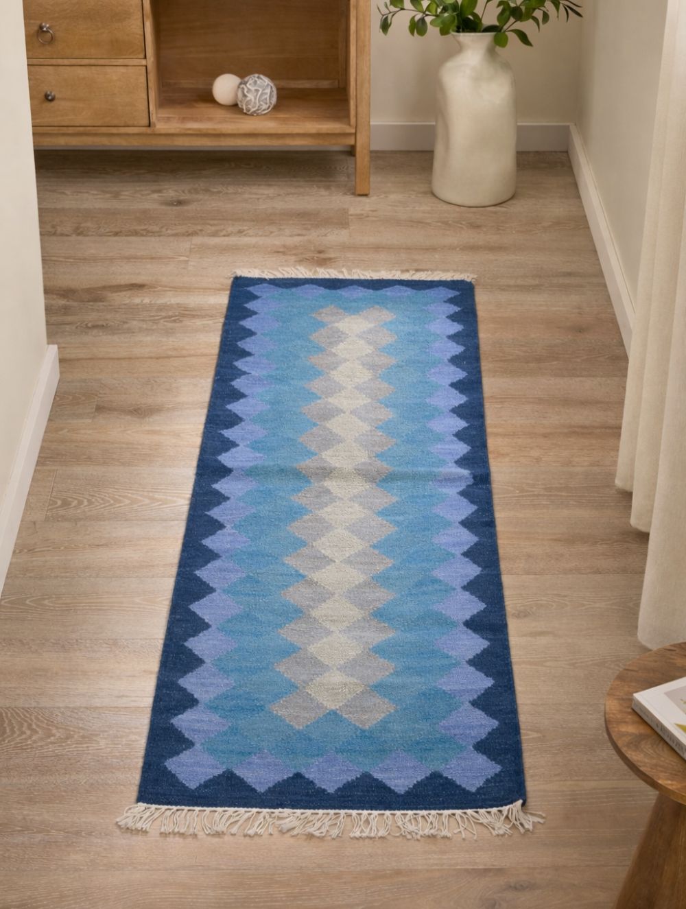 Handwoven Kilim Rug - Blue Gradience