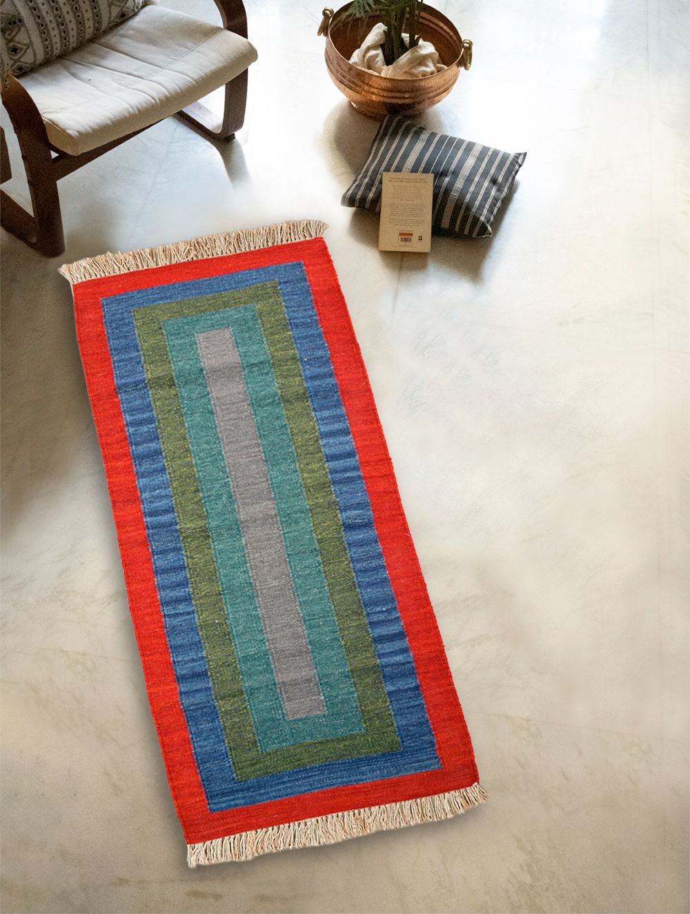 Handwoven Kilim Rug - Colour Block (Length 6ft x Width 2ft)