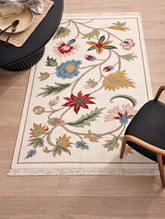 Handwoven Kilim Rug - Ivory field