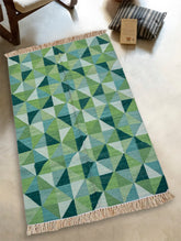 Handwoven Kilim Rug - Green Gradience