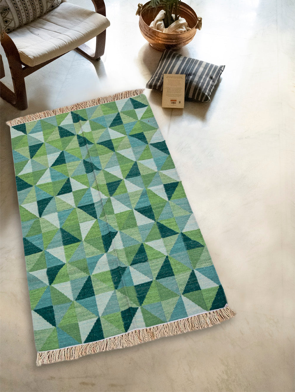 Handwoven Kilim Rug - Green Gradience